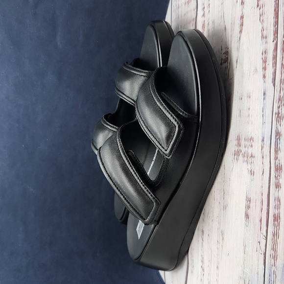 NEW Fitflop | F-Mode Padded Leather Flatform Two-Bar Slides Women's 8 - Picture 5 of 11